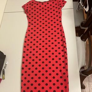 Polka dot red dress, size m